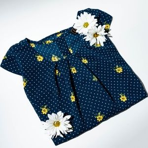 OLM Navy Blue Floral Chiffon blouse